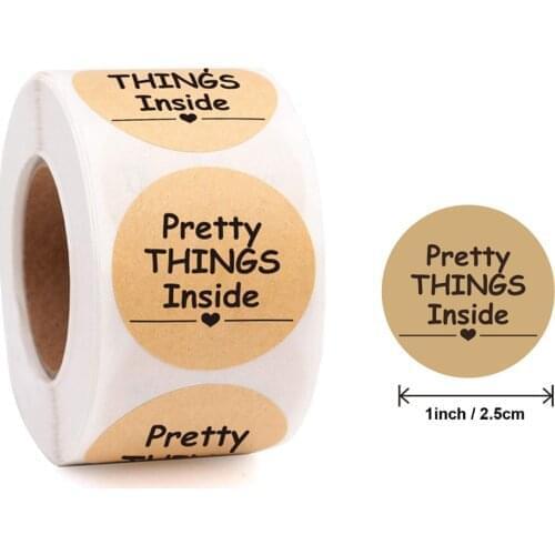 Round "Pretty Things Inside" Stickers 50-500pcs Seal Labels Baby Shower Gift Decor Baking Package Envelope Stationery Sticker