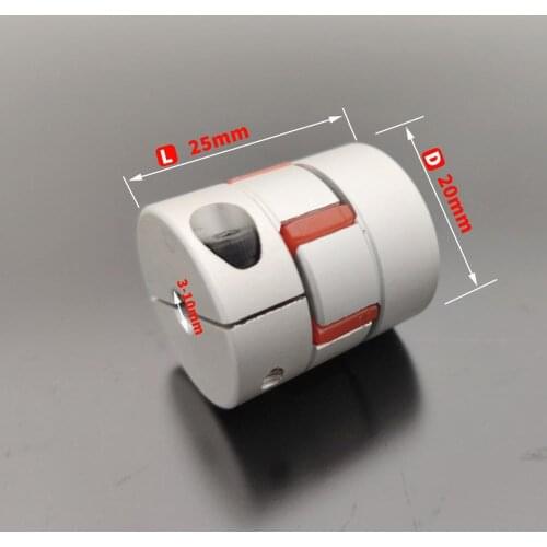 Three- jaw D20L25 coupler D20 L25 aluminum plum flexible shaft BW coupling motor connector solid rubber pad 6 / 6.35 / 8/10 /mm
