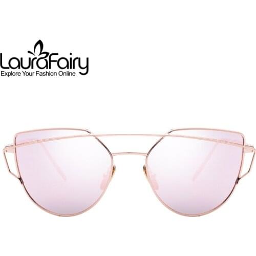 Laura Fairy Fashion Sunglasses Women Cat Eye Sunglasses Famous Lady Brand Designer Twin-Beams Sunglasses Mirror Glasses UV400