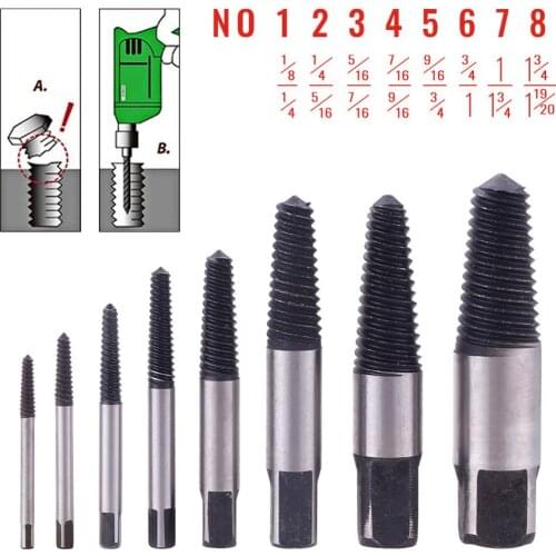 New Hot Sale 8Styles Damaged Screw Extractor Easy Out Set Drill Bits Guide Broken Damaged Bolt Remover Hand Tool