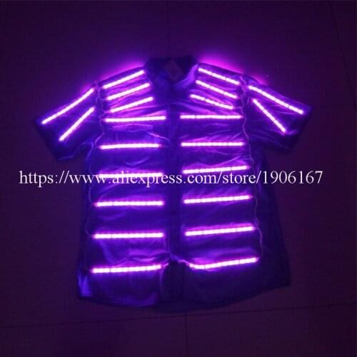 Newest Led Luminous Shirt Ballroom Costume Dancing Clothes LED Growing Lighting Men Clothing For DJ Bar Event Party Supplies