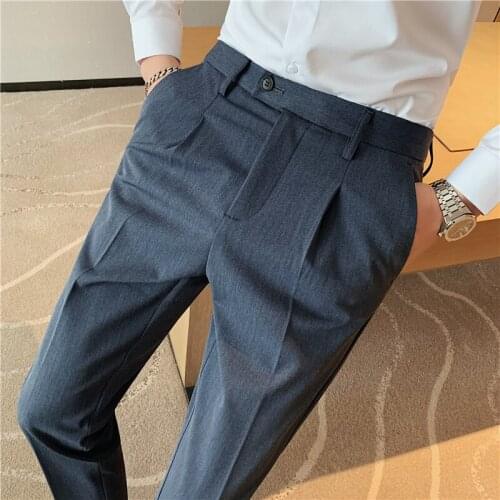 2021 New high quality spring autumn formal trousers mens slim trousers business casual men wedding social trousers male Pants
