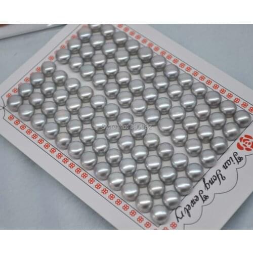 Wholesale 1 Card (96pcs) half drilled gray freshwater loose flat pearl