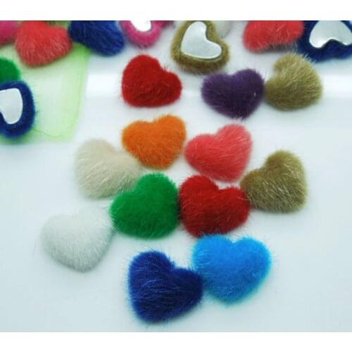 100pcs 17mm*15mm Heart Handmade Velvet Fabric Covered Chunky Buttons - Flat Backs, Assorted Colors A00823