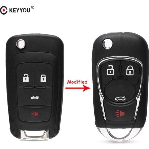 KEYYOU Folding Flip 4 Buttons Remote Car Key Shell Cover Fob For Chevrolet Camaro/Cruze/Equinox/Impala/Malibu/Sonic