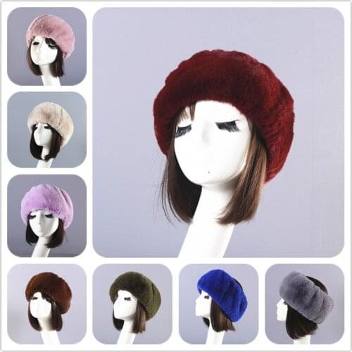 Russian Cossack Style Faux Angora Fur Headband for Women Furry Hair Band Femme Luxury Winter Earwarmer Earmuff Topless Hat Ski