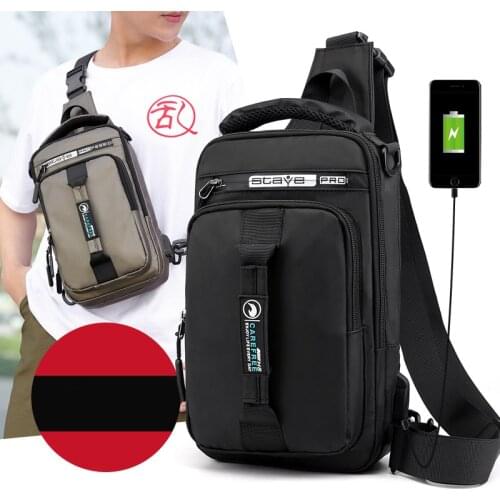 Fashion Nylon Backpack Daypack Men Cross Body Bags Chest Pack With USB Charging Port Travel Male Knapsack Rucksack Messenger Bag