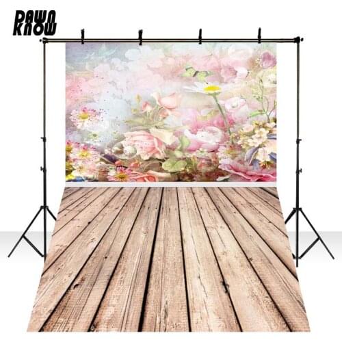 DAWNKNOW Texture Flower Photography Backdrop Photocall Wood Floor Photo Shoot Background Wedding Children Photo Studio GY287