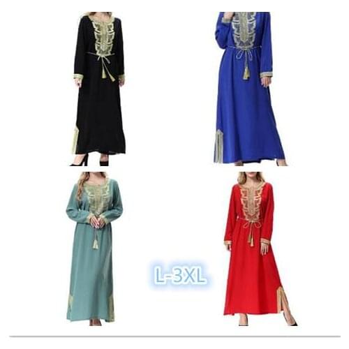 Muslim Embroidery Abaya Maxi Dress Women Jalabiya Middle East Islamic Robe Kimono Long Sleeve Turkey Hijab Arab Dubai Plus Size