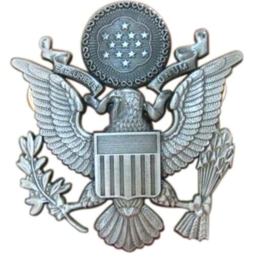 WWII US ARMY AIRFORCE OFFICER EAGLE WINGS CAP BADGE INSIGNIA PIN COCKADE