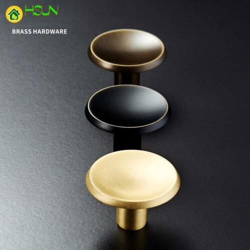 1 pc Gold Brass Round Cabinet Door Knobs and Handles Furnitures Cupboard Wardrobe Drawer Pull Handles 33mm