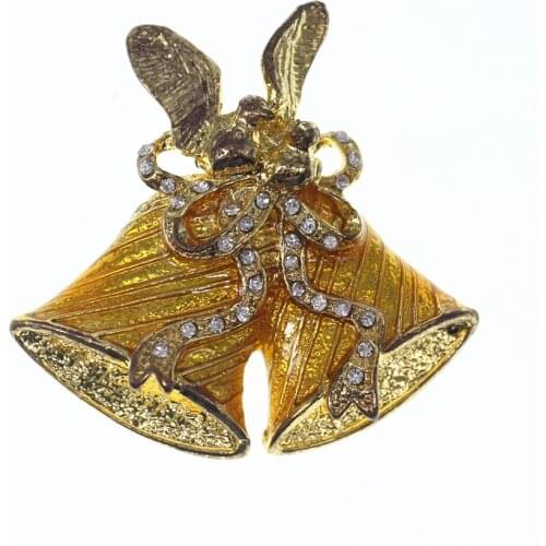10pcs New Style Vintage Luxury Gold Bells Christmas Brooch Pin For Woman