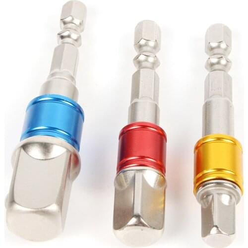 3pcs 1/4" 3/8" 1/2" Hex Shank Set Converter Socket Adapter Steel Hex Bit Set Quick Change Extension Power Tools