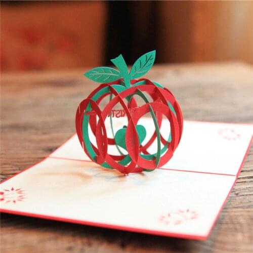 3D Laser Cut Handmade Christmas Peace Apple Paper Invitation Greeting Cards PostCard Christmas Festival Blessing Creative Gift