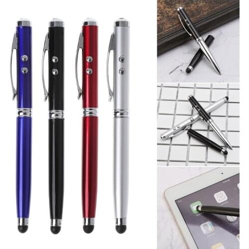 4 in1 Capacitive Stylus iPad Touch Screen Ballpoint Pen LED Light Pointer