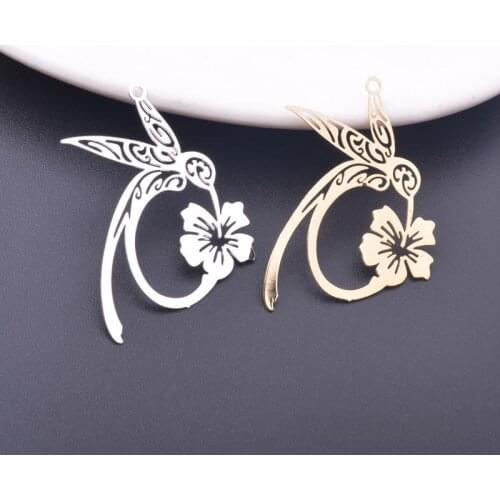 6pcs 38*25mm Light gold Color Hummingbird Charms Silver Color Brass Jewelry Accessories