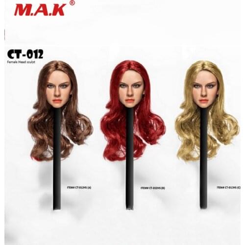 1/6 Scale Female Figure Accessory Beauty European Brown /Blonde/Red Hair Head Carving CT012HS for 12'' Female Action Figure Body