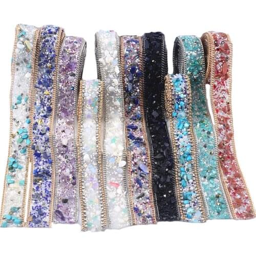 Free Shipping Hot-Fix Mesh 2Cm Width 1Yards/Lot Rhinestone Chain Cake Ribbon Trimming Wedding Decoration For Sewing Accessories