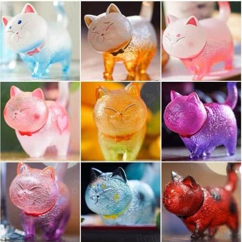 Anime Cat Bell PVC Action Figure Cartoon Healing Cat Mini Model Desktop Decoration Collectible DIY Toy For Children Party Gift