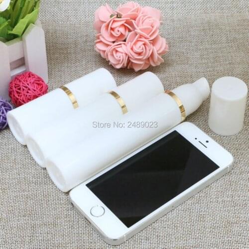 White Plastic Airless Bottles 30 ml Cosmetic Container With Gold Line Travel Empty Shampoo Refillable Bottle 2pcs/lot
