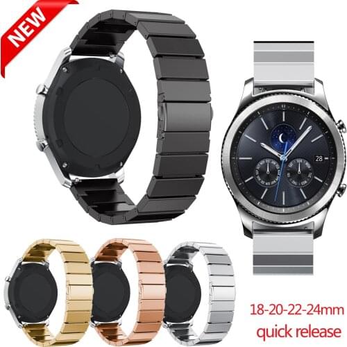 18 20 22 24mm Watch Band for Samsung Galaxy Watch 3 45mm for HUAWEI Watch GT 2 Pro/GT2 46mm Wristband Stainless Steel Bracelet