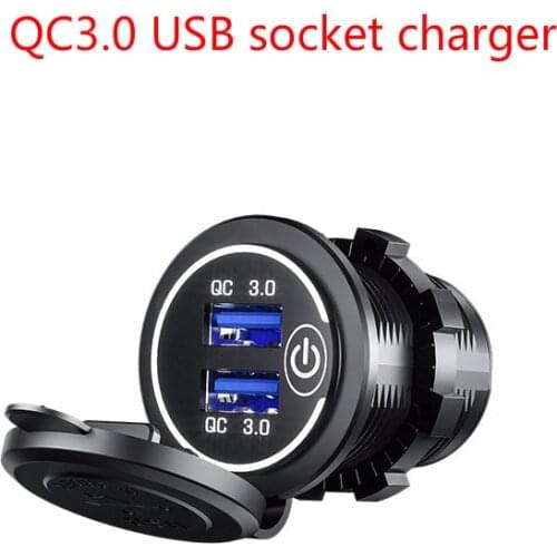 Quick Charge 3.0 USB Car Charger Socket 12V/24V 36W Dual QC3.0 USB Fast Charger Socket Power Outlet With LED Voltmeter
