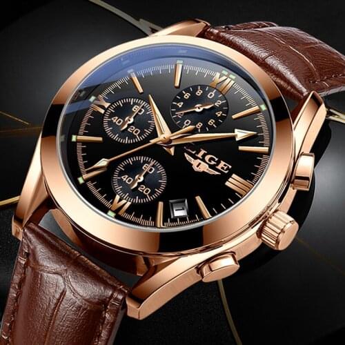 Relogio Masculino LIGE 2020 Leather Watches Men Casual Sport Chronograph Top Brand Luxury Quartz Men Watch Waterproof Date watch
