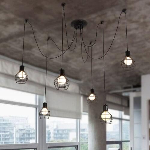 Country personality cage lights + bulbs dining room Chandeliers retro industrial Chandeliers lamp lifting small cages