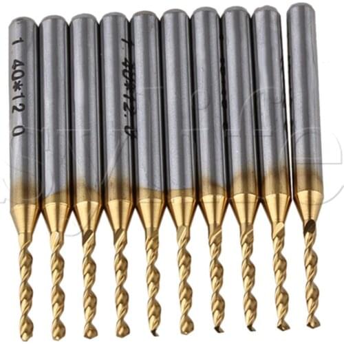 10 x 1/8" Shank 1.4mm Titanium Nitride Coated Carbide Micro Drill Bit PCB Router