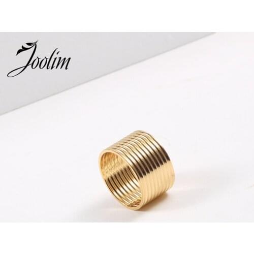 Joolim High End 18K Gold PVD Symple Wide Version Rings for Women Stainless Steel Jewelry Wholesale