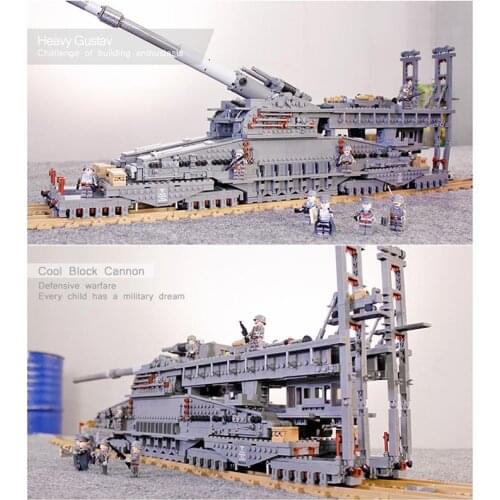 KAZI 10005 German Gustav Heavy Dora Building Blocks Military Railway Gun Model Tank Bricks Toy Gifts For Children 3846Pcs