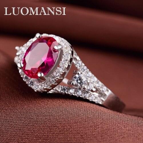 Luomansi Natural Ruby Ring Opening Adjustment Suitable for Women 5-9 Size Real S925 Sterling Silver Souvenir Jewelry Wholesale