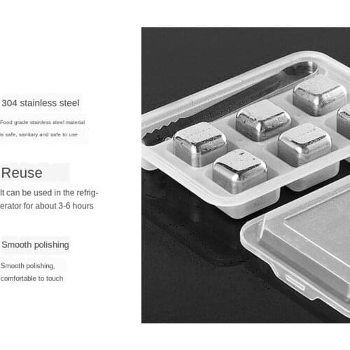 Stainless Steel Ice Cube 304 Metal Quick-Frozen Whisky Stone Ice Particle Quick-Frozen Ice Clip Ice Hockey Whiskey Ice