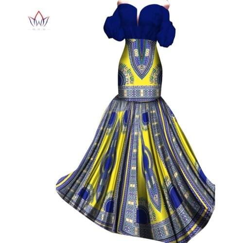 Summer Dress Maxi African Dresses for Women Off Shoulder Dresses Women Strapless Vestidos Elegant Printed Clothing Unique WY4056