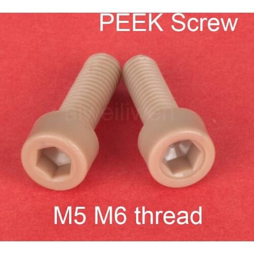 M5 M6 thread PEEK HEX SOCKET Cap Screw Allen bolt polyether-ether-ketone Resistant to high temperature, corrosion and acid