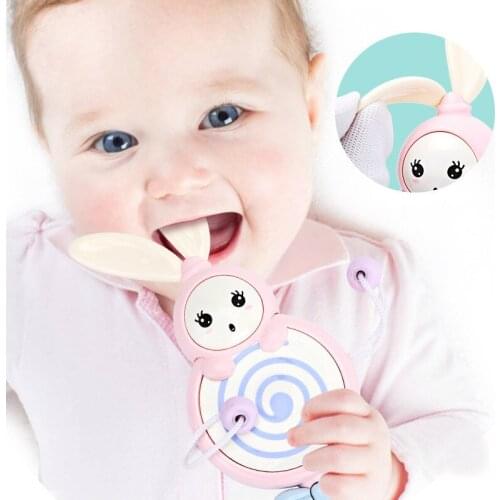 Cute Baby Rattles Teether Early Development Toys 0-12 Months Rabbit Musical Flashing Hand Bells Infant Educational Mobiles Toys