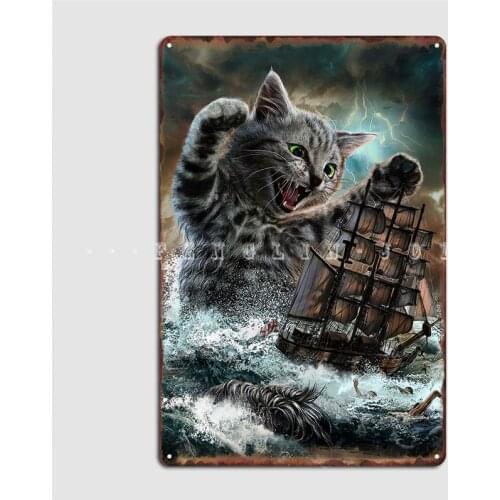 Monsters Titan Cat Kraken Poster Metal Plaque Customize Wall Decor Party Wall Mural Tin Sign Posters