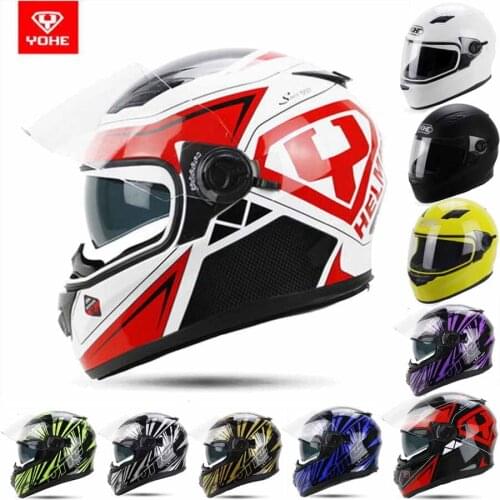 2019 New Style double lenses YOHE Full Face Motorcross mototrcycle helmet YH-970 ABS Motorbike helmets 14 colors size M L XL XXL