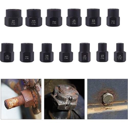 Impact Bolt Nut Remover Set 3/8 Inch with Storage Case Remove Damaged Rusted