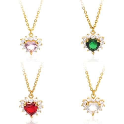 Heart Crystal Necklace Set Fashion Zircon Pendant Combination Choker Engagement Wedding Bride Bridesmaid Jewelry Girls Gifts
