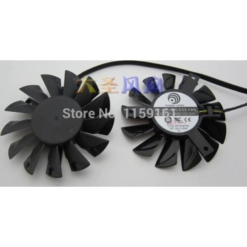 PLD08010S12HH 52x52x52mm 2pcs/lot for MSI R7850 HD7850 HD7950 R7950 HD7870 6870HAWK graphics card fan