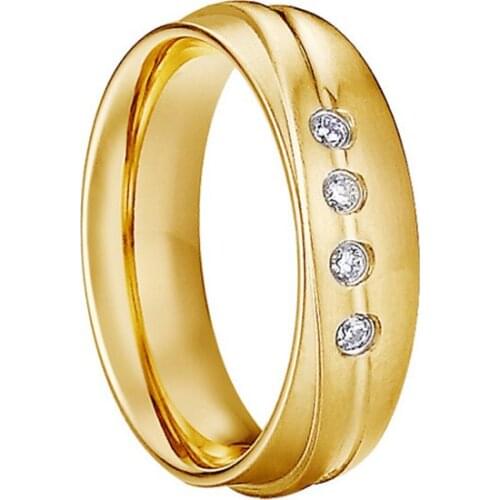 Gold plated ring for women unique lovers alliance stainless steel jewelry anniversary couple rings female girls ladies