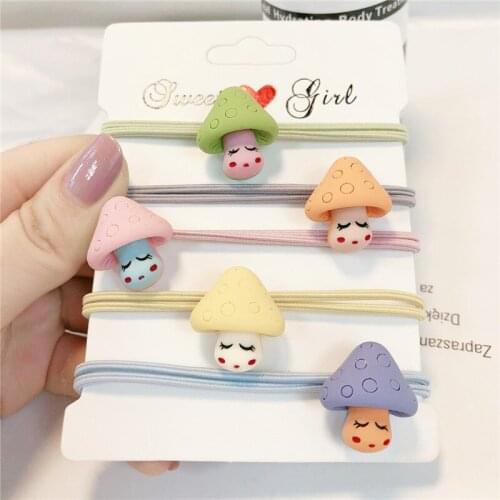 300pcs/lot DIY Acrylic Contrast Color Mushroom Rubber Bands Elasticity Ponytail Hair Bands Styling Tools Accessories HA1577