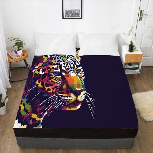 Luxury Elastic fitted sheet bed sheet With An Elastic Band Mattress Cover 150x200 Bed cover for home animal colorful leopard