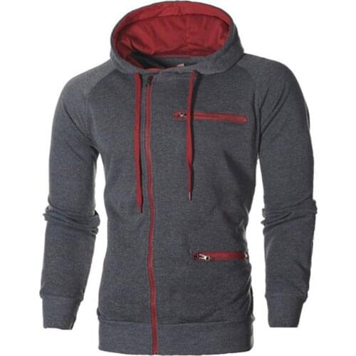 Elastic Cuff Fabulous Long Sleeve Hooded Men Jacket Solid Color Men Jacket Contrast Colors for Outdoor