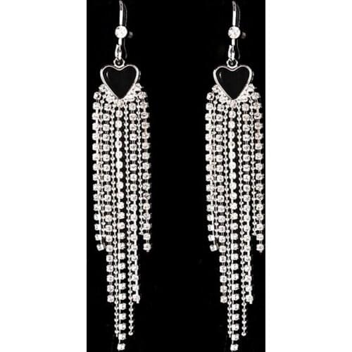 Bridal Jewelry Shinning Full Rhinestone Dangle Heart Long Earrings For Women Fashion Wedding Party Jewelry 2018