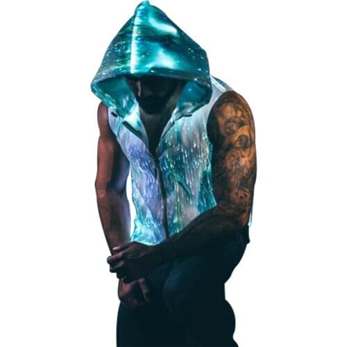 Light Up Hot Sale Pullover Hoodies Led Luminous Custom Cool Men Dance Hoodie With Zip
