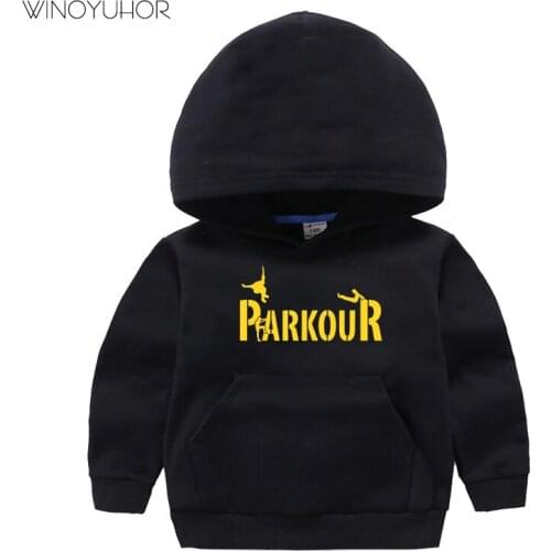 Parkour Kids Hoodies New Fashion Toddler Baby Boy Girl Tops Hooded Hip Hop Sweatshirt Outdoor Clothes 2-12T