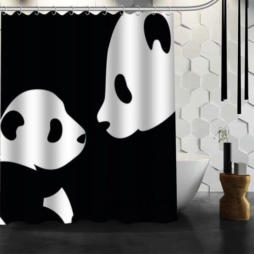 New Custom Panda Animals Shower Curtains Polyester Bathroom Waterproof Bath Curtain Size 150X180cm165X200cm180X200cm