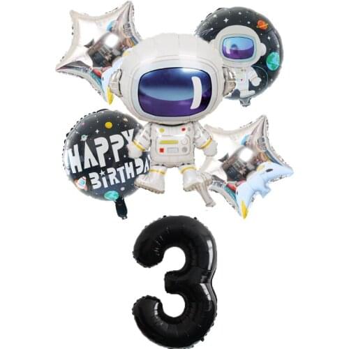 Outer Space Galaxy Themed Party Balloons Astronaut Rocket Foil Balloons Boys Kids Birthday Party Decoration Gifts Helium Globos